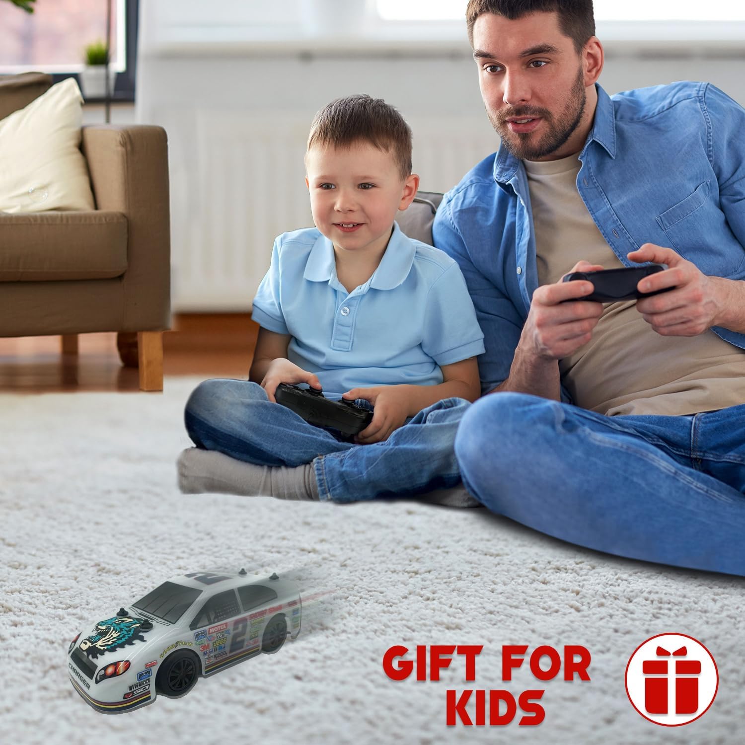 Boersma Auto de control remoto, auto de deriva rápido a control remoto para niños, escala 128 2WD de alta velocidad, auto a control remoto, juguetes