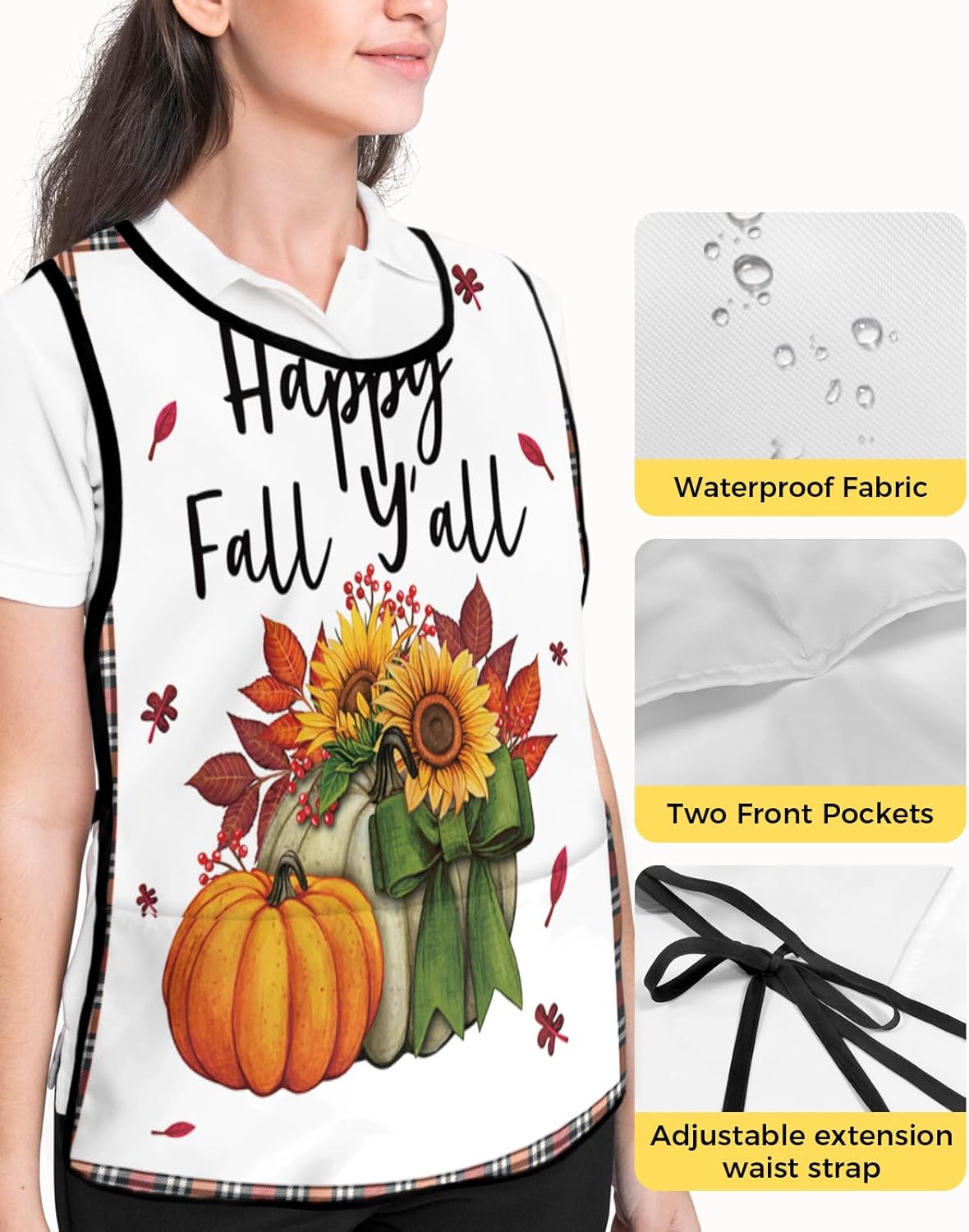 Universal Cobbler Apron with 2 Pockets Unisex Waterproof Chef Aprons Adjustable Washable Bib Apron