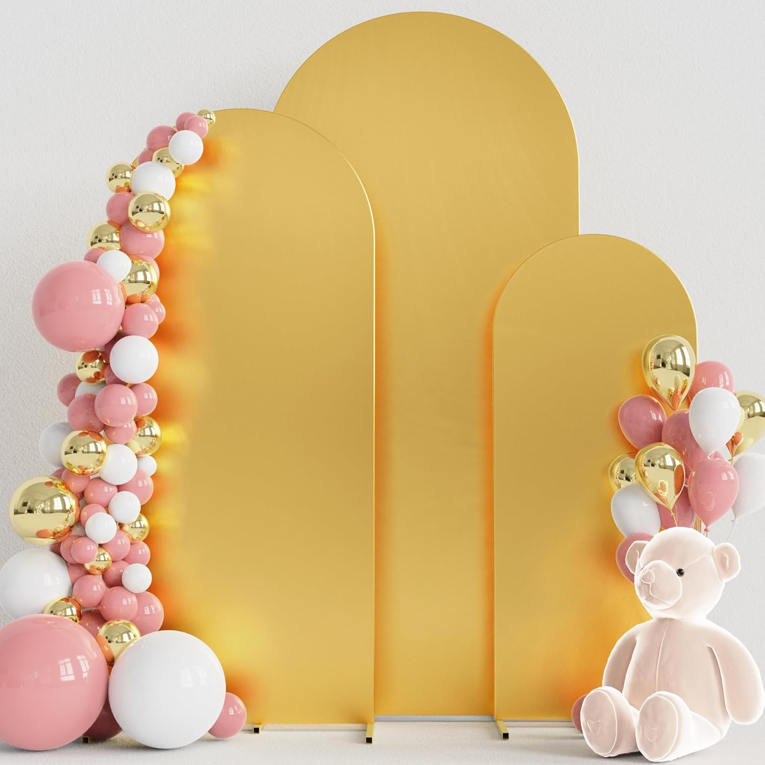 Wokceer Juego de 3 fundas de arco de boda de elastano ajustadas para arco de boda para parte superior redonda, soporte de arco de Chiara para