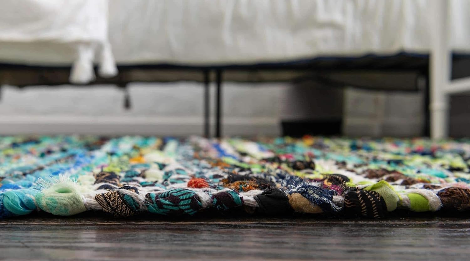 Unique Loom Chindi Chevron Collection – Alfombra rectangular de 4 pies 1 pulgada x 6 pies 1 pulgada, color verde y marfil