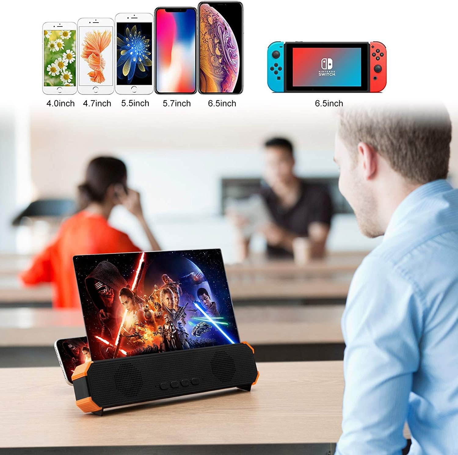 Lupa de pantalla de 18 pulgadas para teléfono inteligente  Pantalla de proyector de lupa 3D para teléfono móvil para películas, videos y juegos