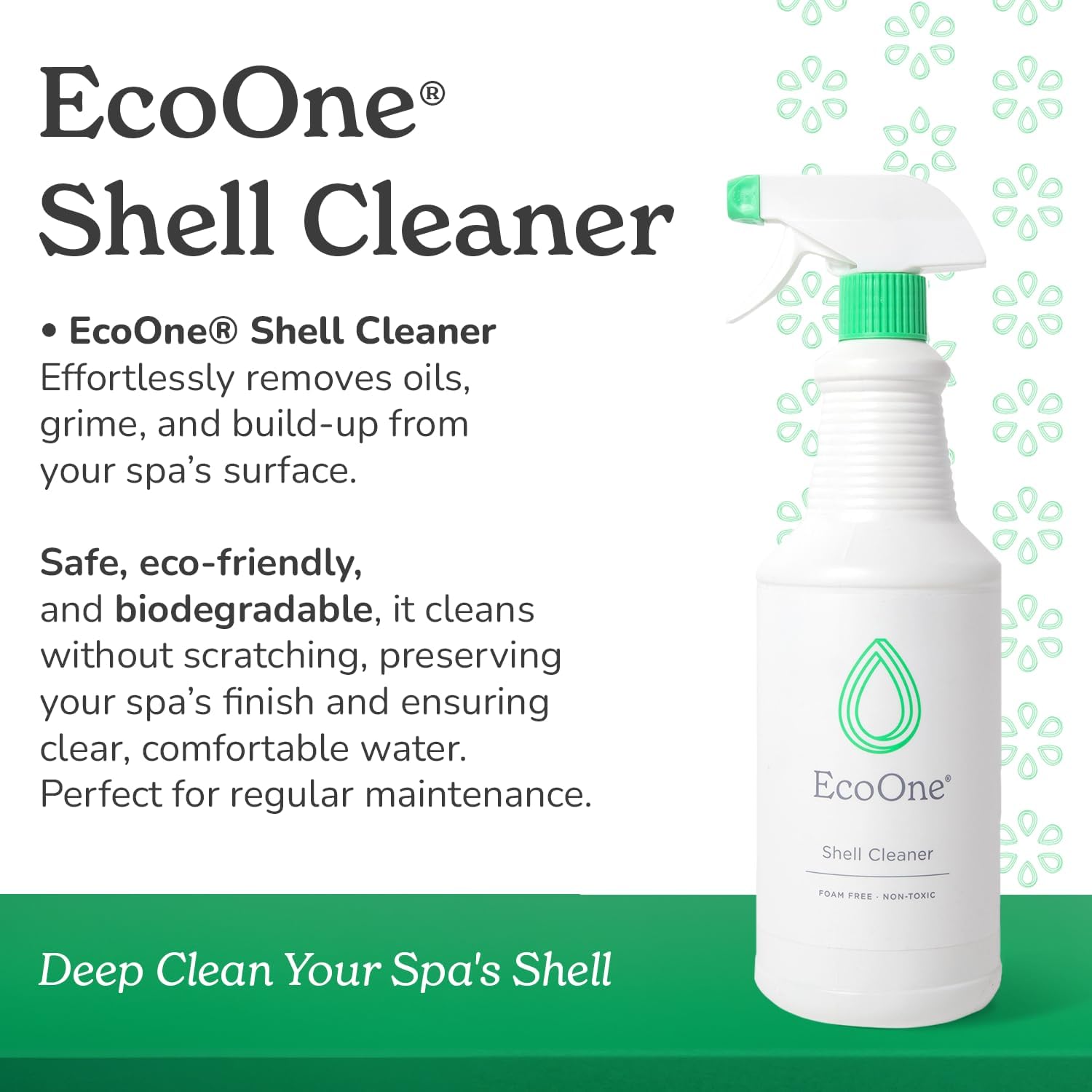 Limpiador Shell de EcoOne  Limpiador de superficies de spa y bañera de hidromasaje totalmente natural sin fragancia  Limpiador de carcasa de bañera
