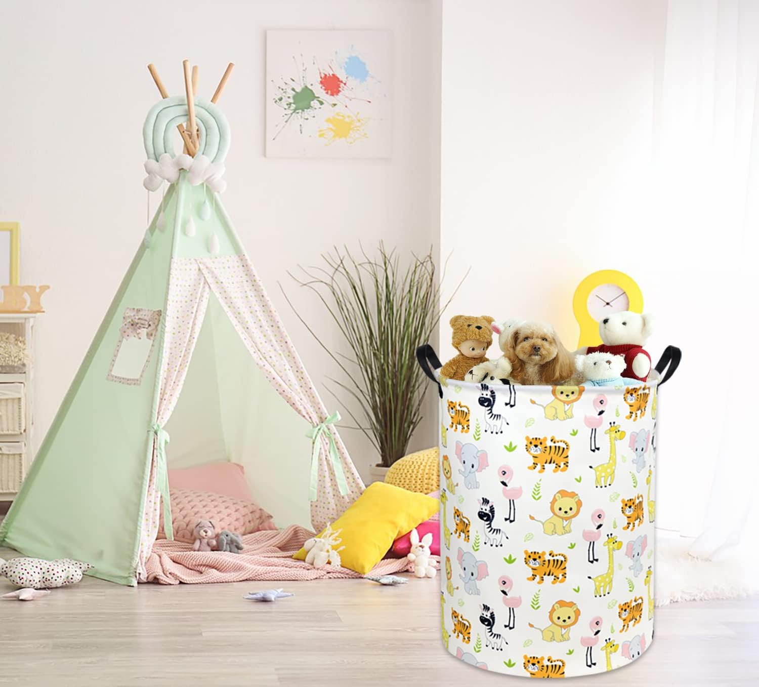 Cesta de lavandería para bebé, cesta de lavandería para niños, lindo contenedor de almacenamiento de juguetes para niños y niñas, decoración de