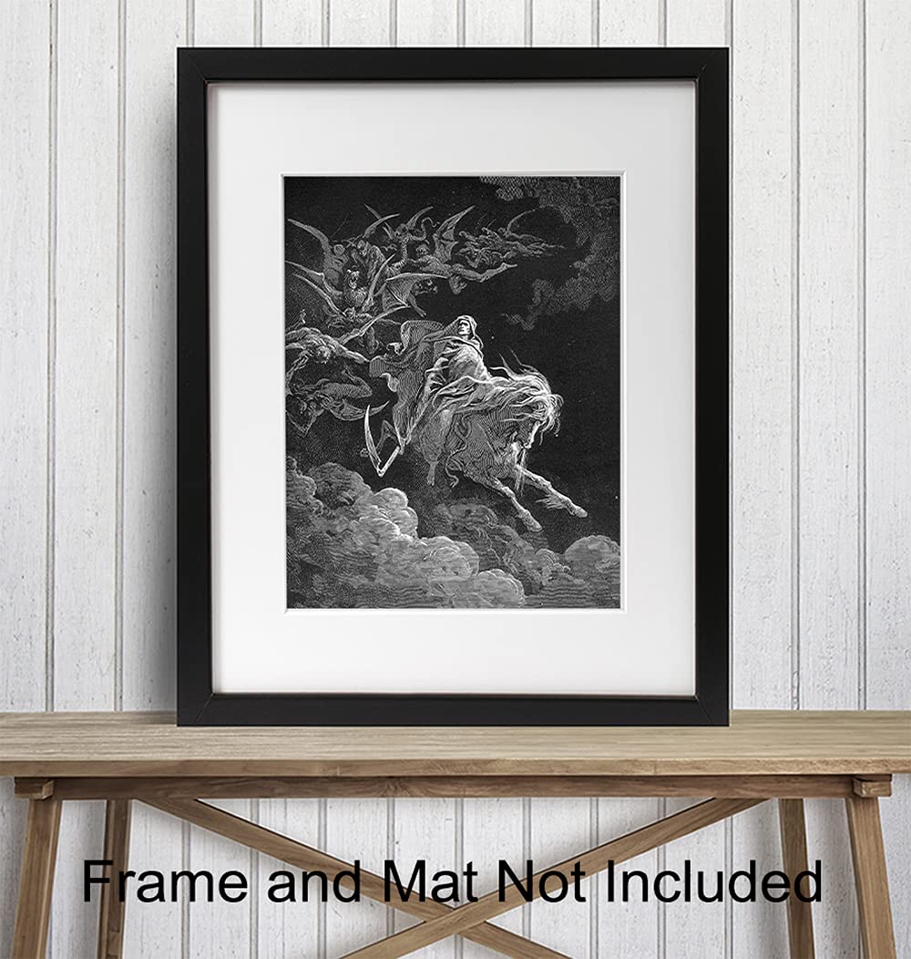 Grim Reaper Poster – Satanic Decor – Lucifer Merchandise – John Milton Paradise Lost – Hail Satan – Beelzebub – Gothic Home Decor – Goth Wall Decor