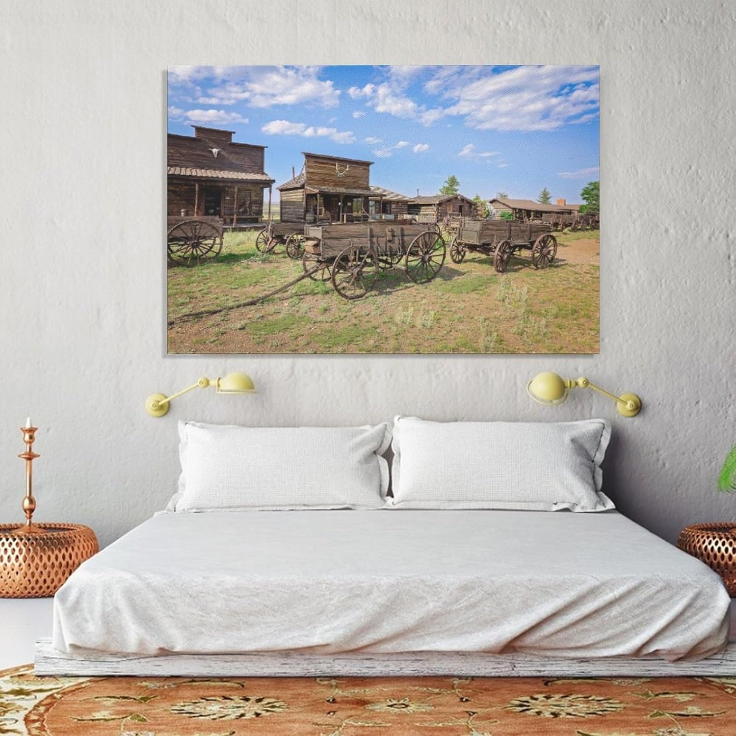 Pósteres de lona de estilo rústico de la ciudad fantasma del oeste del viejo oeste, decoración de dormitorio, decoración de oficina, regalos de