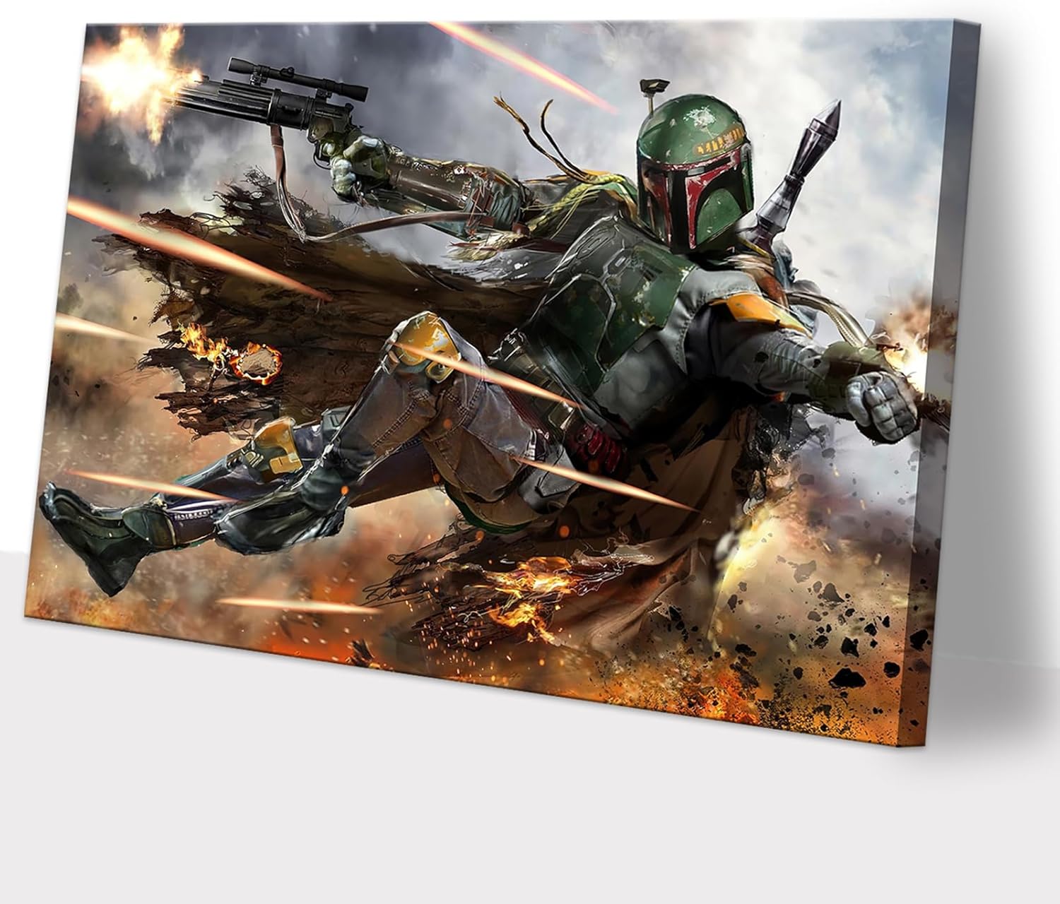 YASOJUN Lienzo decorativo para la pared, diseño de Boba Fett de Wars on Star, cazador de recompensas, pósteres de lienzo de película Mando para