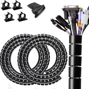 Funda grande de tubo de organización de cables de policarbonato para debajo del escritorio, organizador de cables para cables, 2 unidades, color Funda grande de tubo de organización de cables de policarbonato para debajo del escritorio, organizador de cables para cables, 2 unidades, color