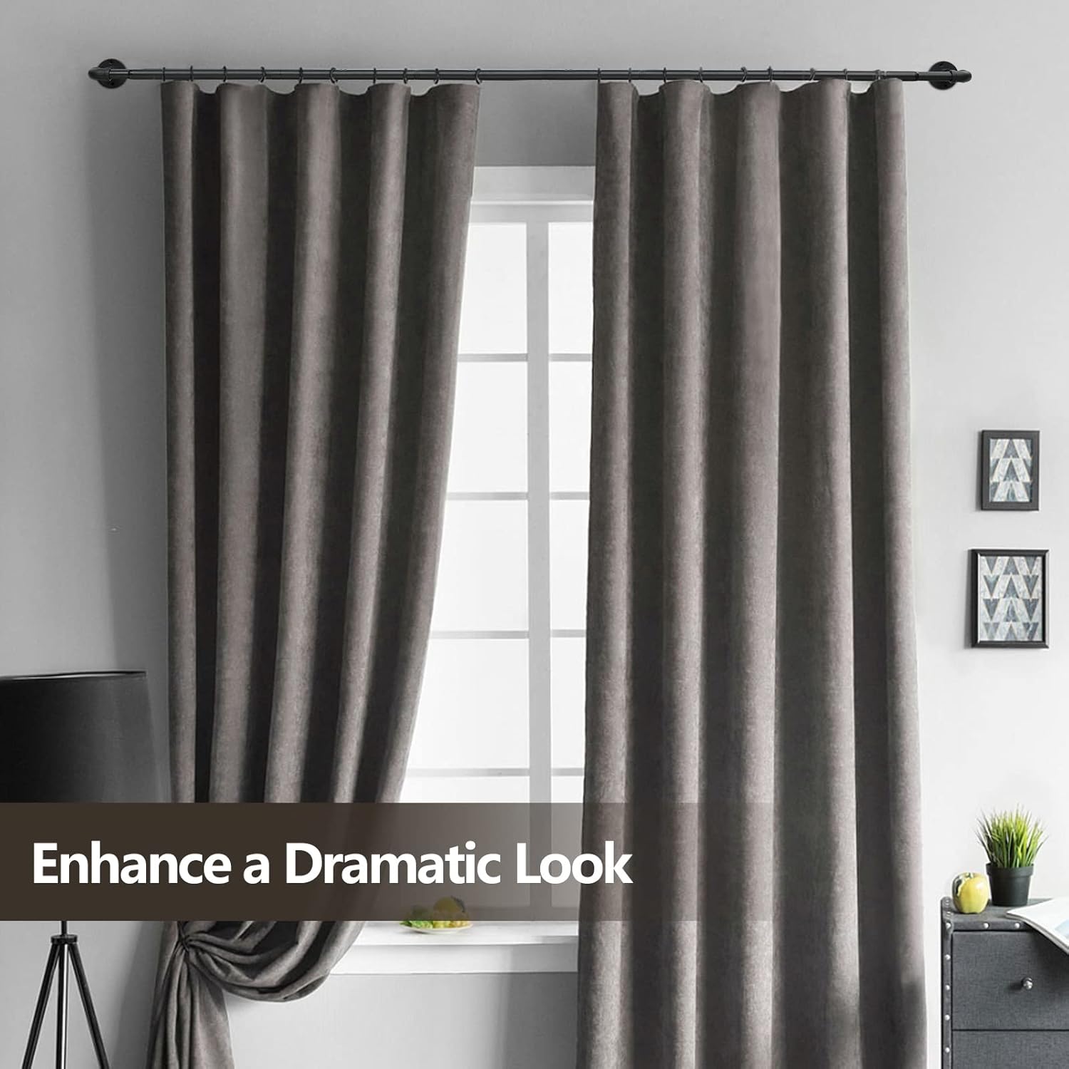 BsBsBest Barras de cortina para ventanas de 28 a 117 pulgadas, barra de cortina doble envolvente de 1 pulgada, juego de barras de cortina ajustables