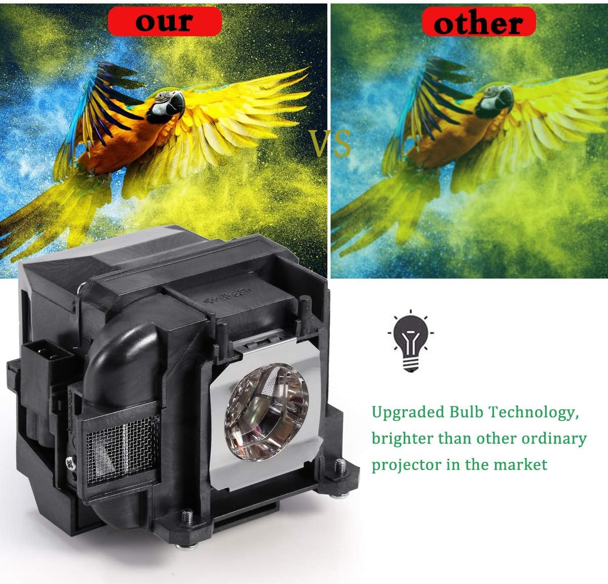 ELP78 Bombilla de proyector para Epson ELPLP78 PowerLite Home Cinema 2045 2030 2000 730HD 725HD 600 VS230 VS330 VS335w EX7220 EX3220 EX5220 EX6220