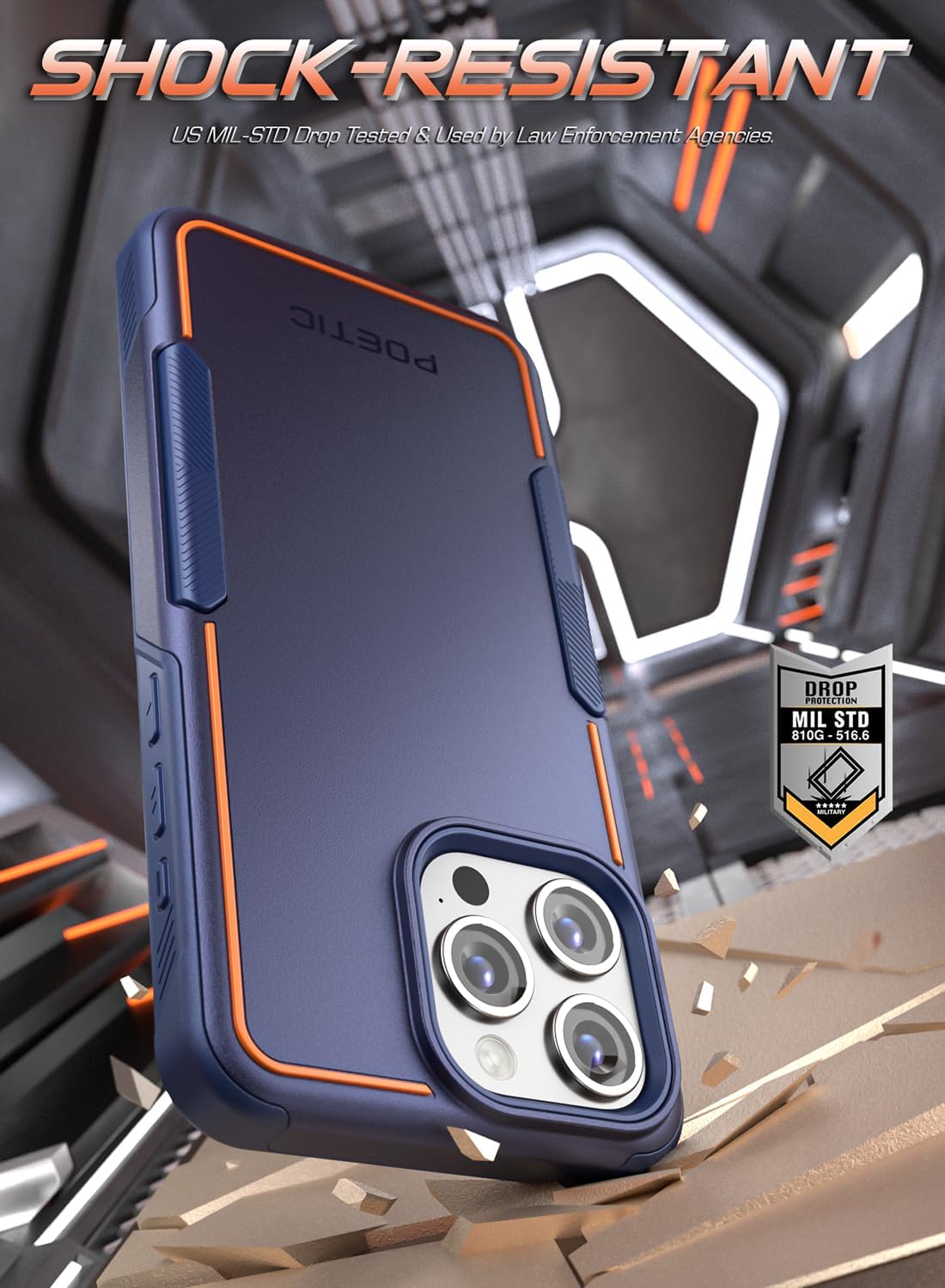 Poetic Neon Series – Funda para iPhone 15 Pro, doble capa, resistente, resistente, ligera, delgada, a prueba de golpes, protección contra caídas,