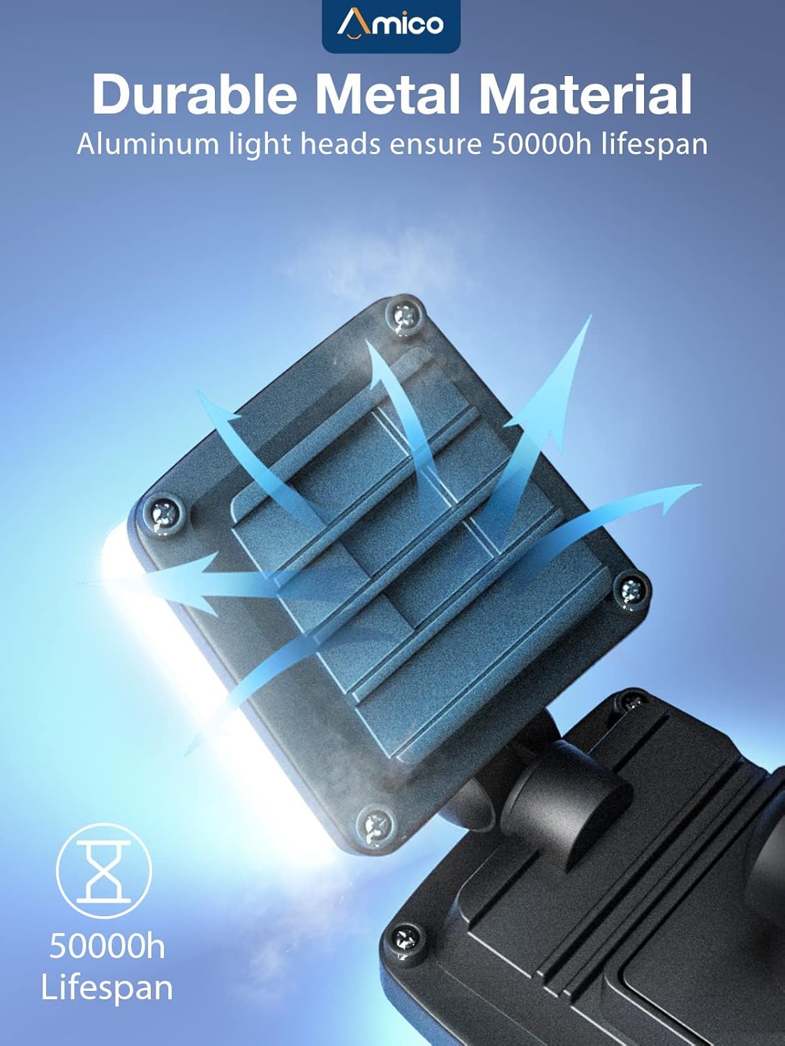 Amico Luz de seguridad LED de 3500 lúmenes, luz de inundación brillante para exteriores, luz de día de 5000 K, luz blanca IP65 impermeable con 3