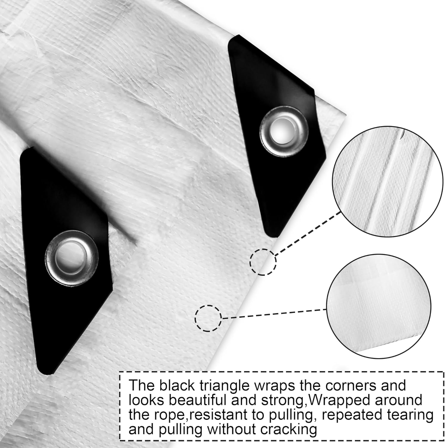 Cubierta de lona de polietileno blanco resistente de 0.394 in – Gruesa impermeable, resistente a los rayos UV, duradera, resistente a la intemperie,
