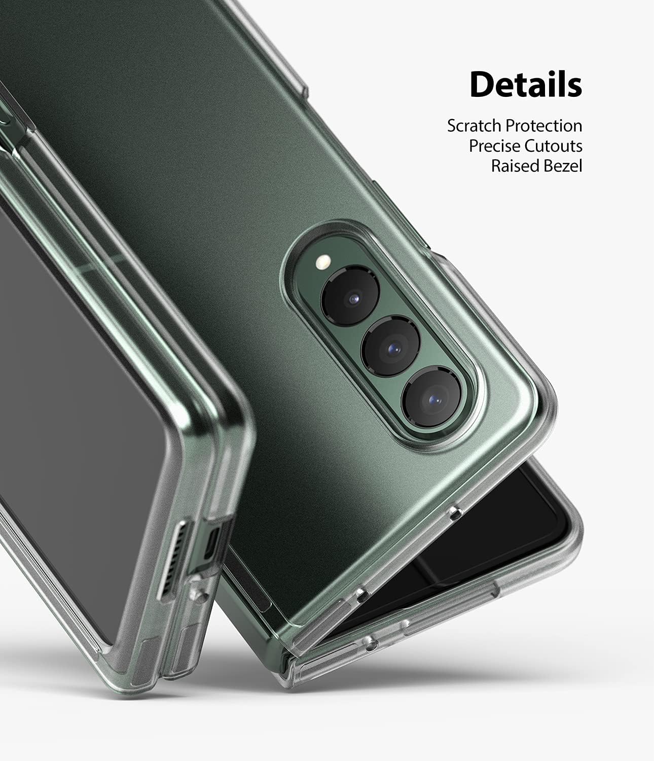 Ringke Funda delgada compatible con Samsung Galaxy Z Fold 3, PC dura y fina transparente de alta calidad con almohadilla antideslizante, cubierta
