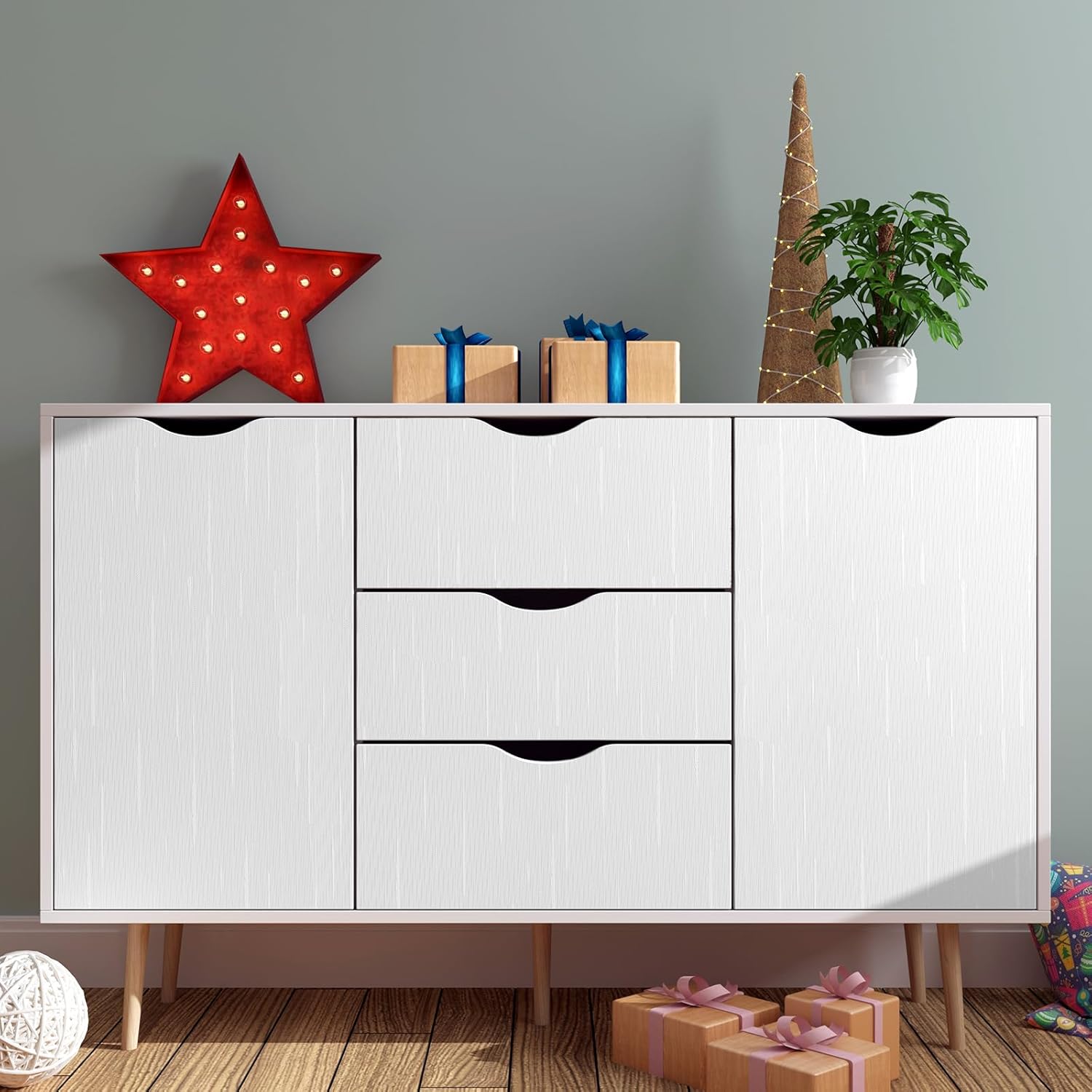 YENHOME Papel de contacto blanco puro para despegar y pegar de 17.7 x 118 pulgadas, papel tapiz texturizado de tela de pasto, papel adhesivo