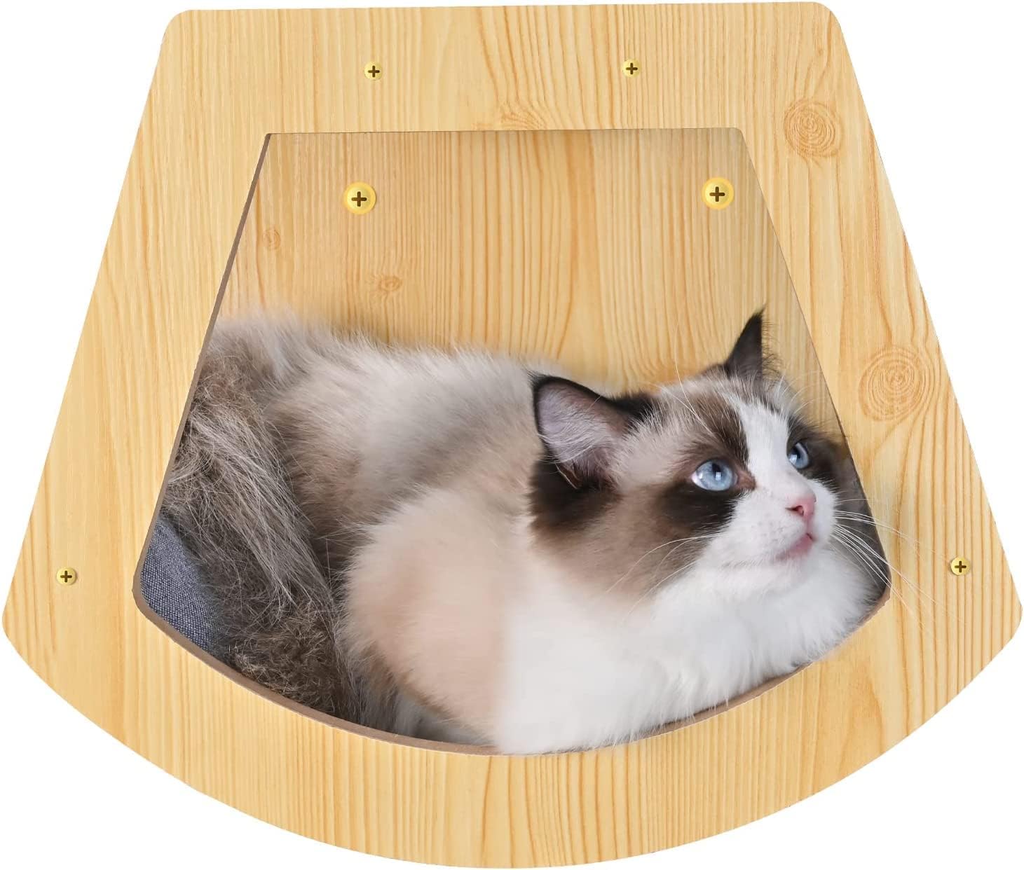 Cama para gatos montada en la pared, muebles de madera para gatos, casa de gato, perca para gatos, árbol de gato, estantes para gatos (ventilador)