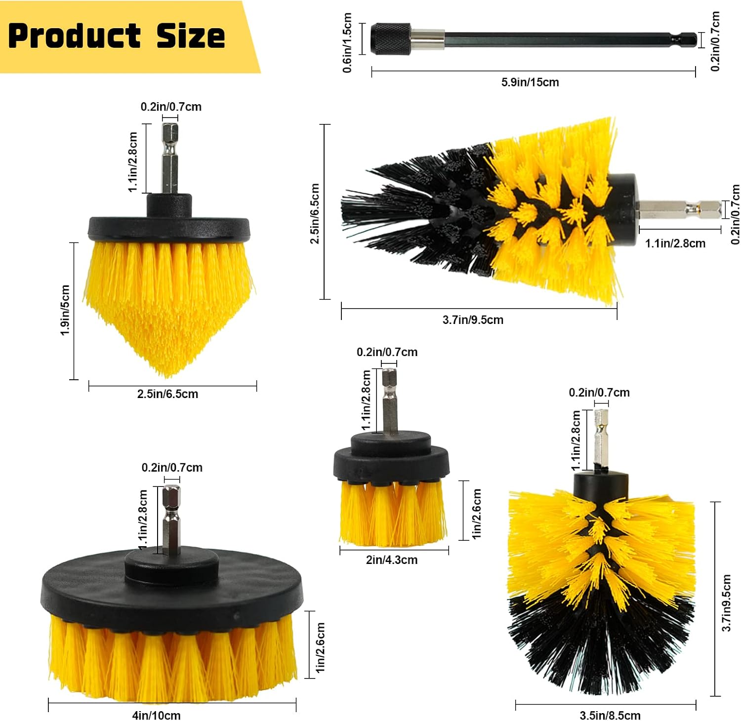 EsLuker.ly – Juego de 6 accesorios para cepillos de taladro, kit de limpieza multiusos con accesorio prolongado para lechada, ducha, bañera,