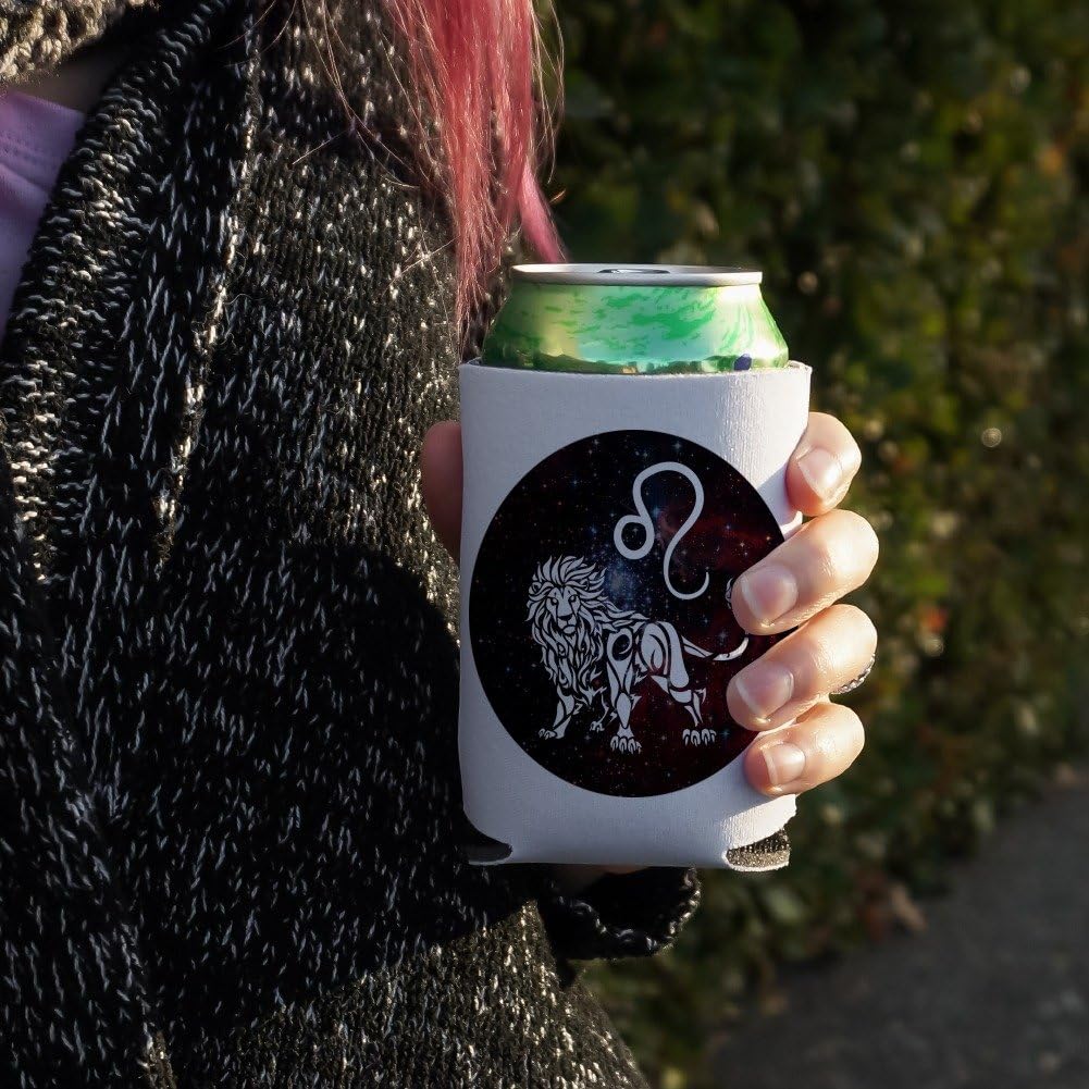 Leo Lion Horóscopo con signo del zodiaco en el espacio – Enfriador de latas – Funda aislante plegable para bebidas – Soporte aislado para bebidas