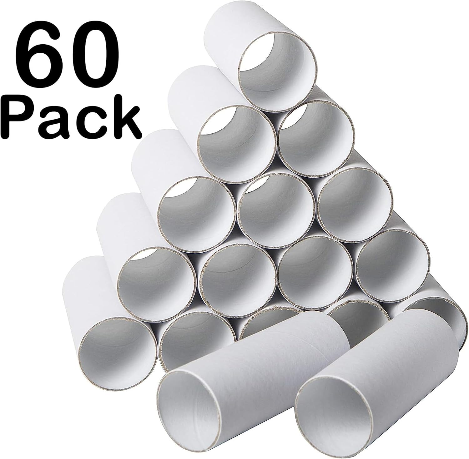 Paquete de 60 tubos de cartón para manualidades, rollos de manualidades a granel, tubos redondos de cartón, tubos redondos de manualidades, tubos de
