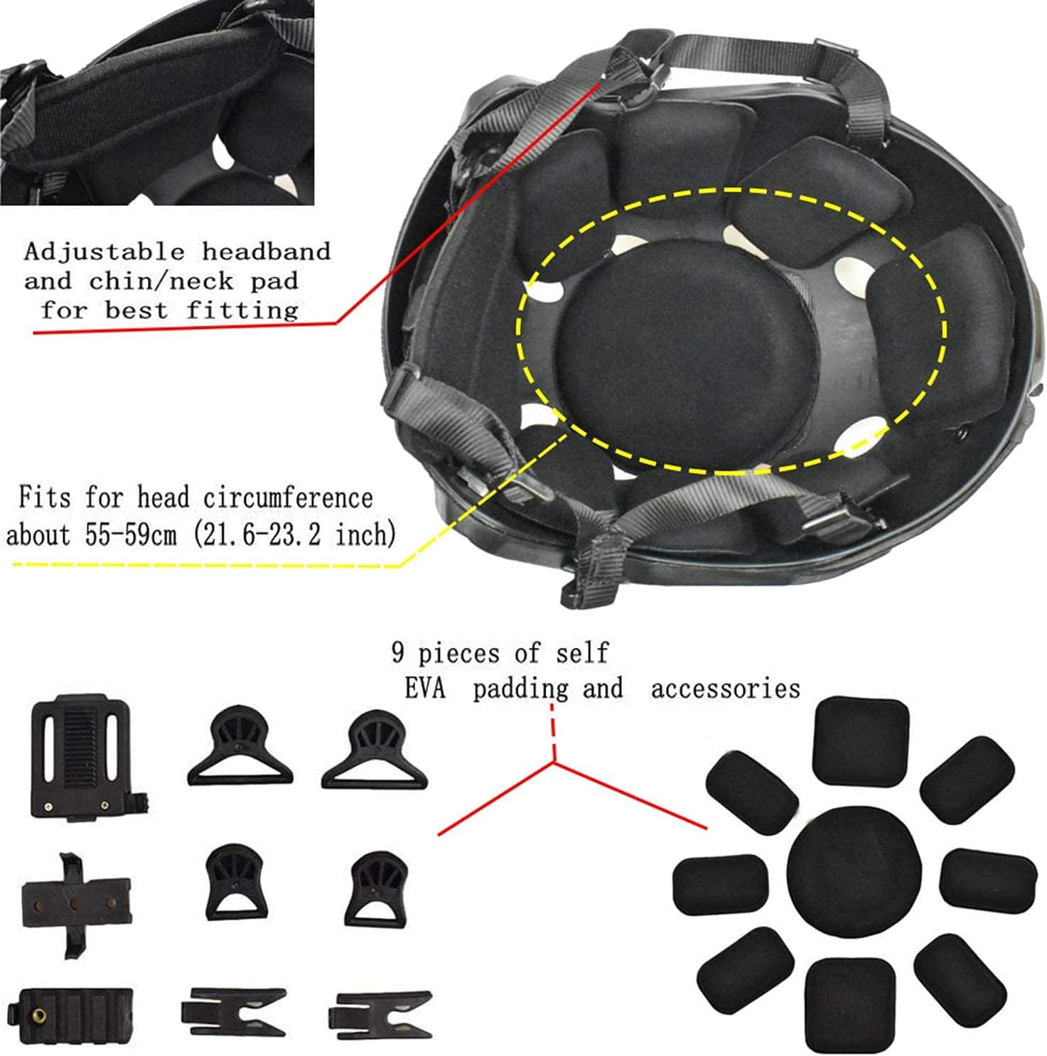 NC PJ – Casco táctico rápido y máscara ajustable de Airsoft, máscara de cara completa, adecuada para paintball, Halloween, juegos de rol, fiestas de