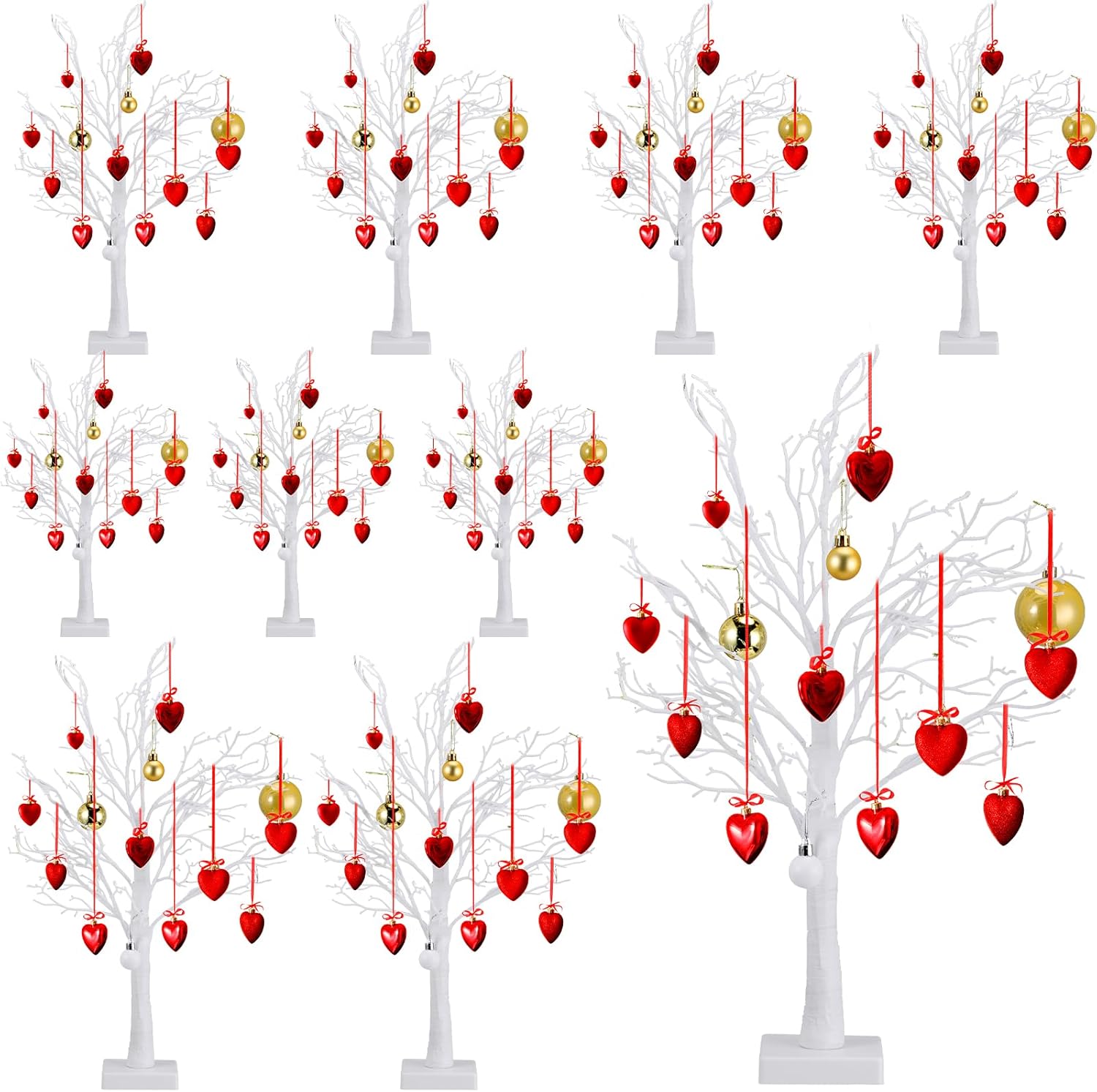 10 centros de mesa de árbol artificial de 24 pulgadas de alto, adorno de Pascua, árbol de plástico para mesa de boda, centros de mesa de país de las