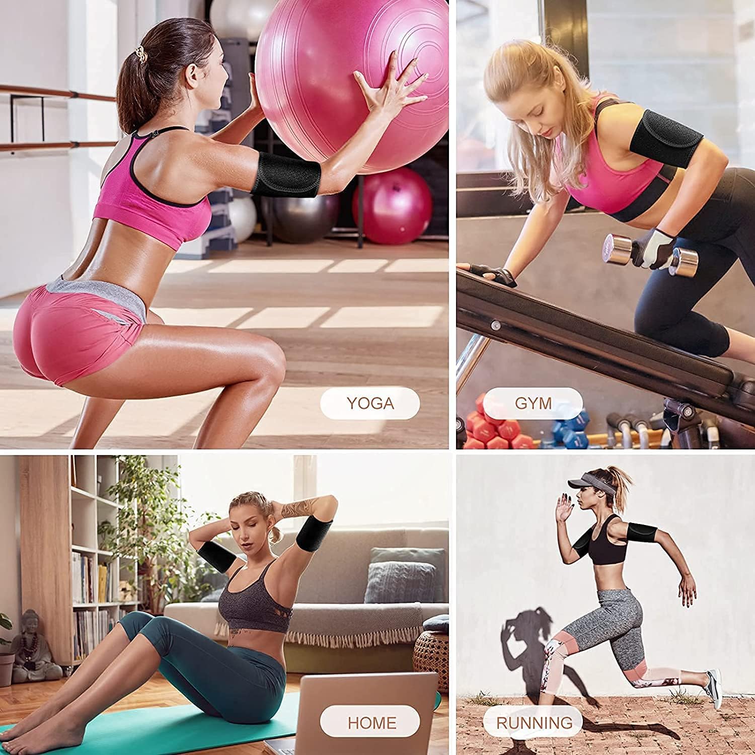 Recortadores de brazos, bandas de brazo para mujer, entrenamiento de brazo, reductor de grasa, bandas de sudor en forma de, Azul