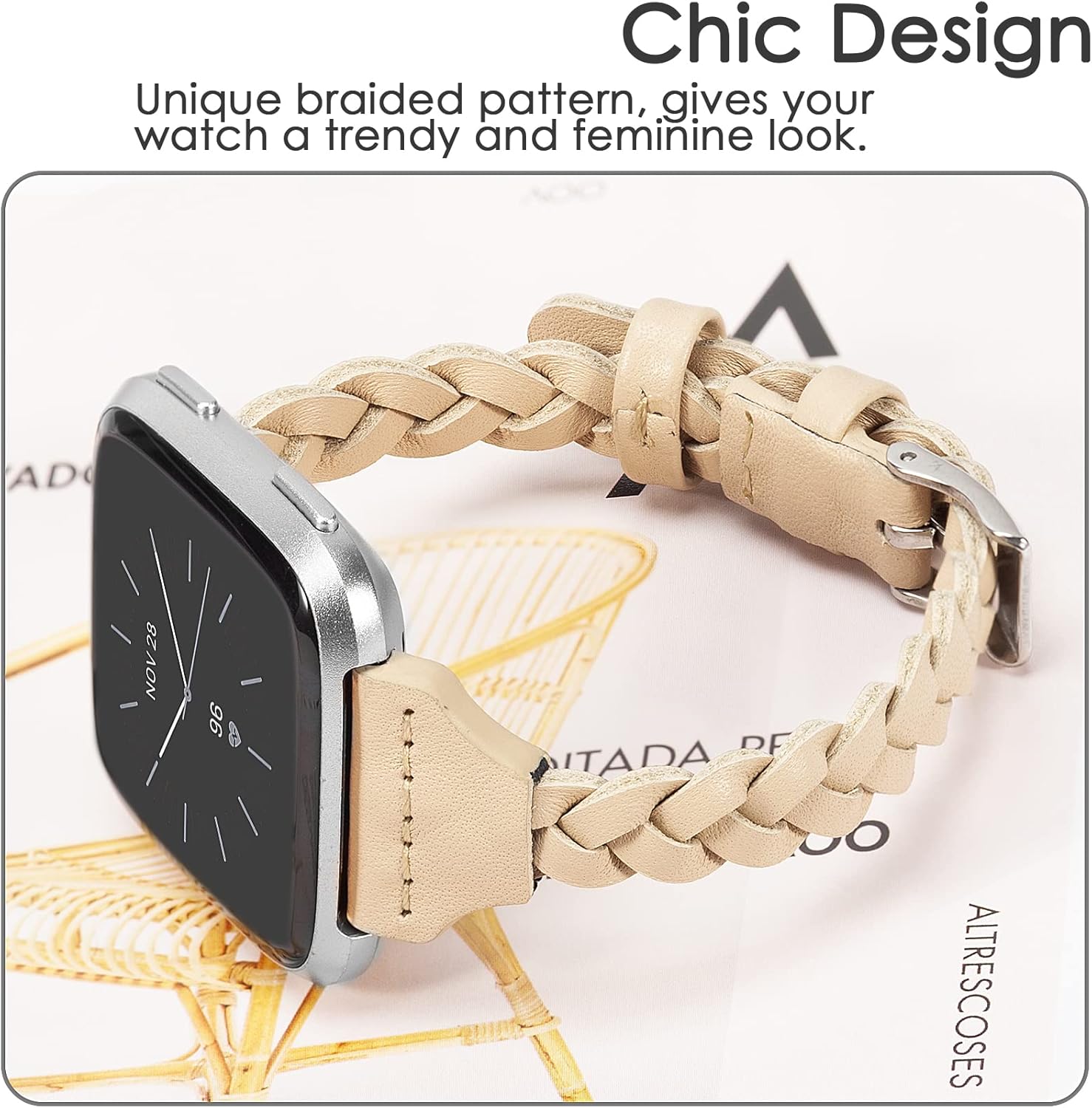 TOYOUTHS Correas de cuero compatibles con Fitbit VersaVersa 2Versa Lite y edición especial para mujeres y hombres, correa trenzada de repuesto para