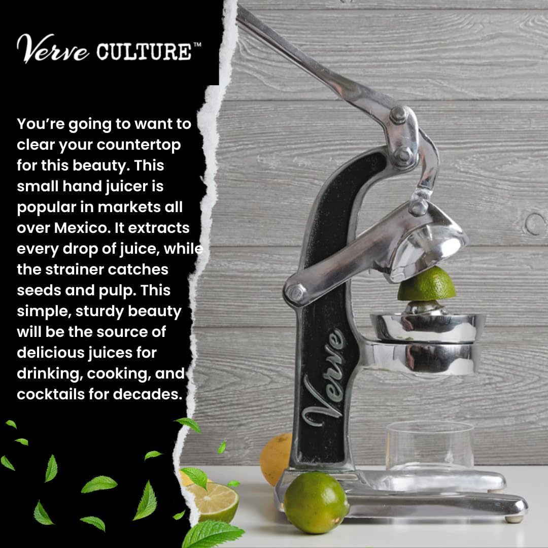 Verve CULTURE – Exprimidor manual manual de aluminio fundido hecho a mano de grado profesional para bebidas frescas de la mañana, cócteles, o