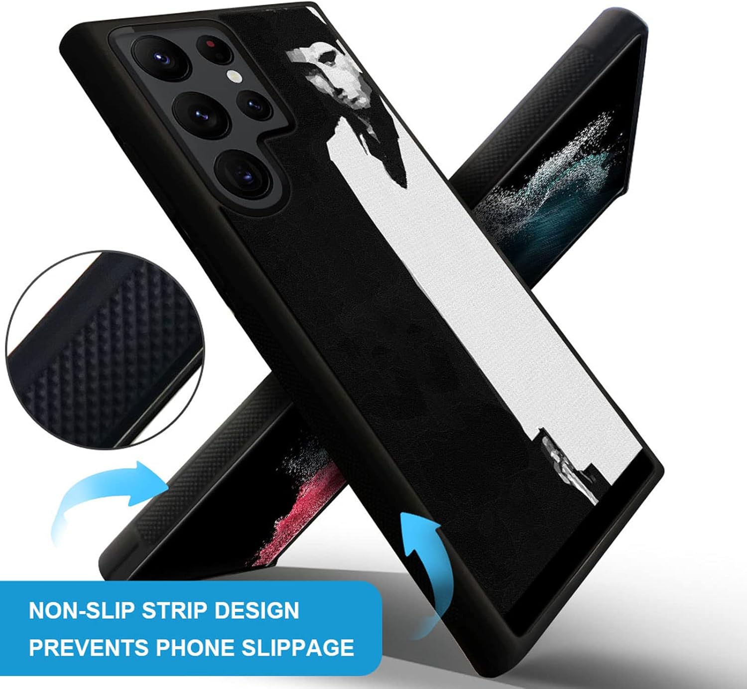 Funda compatible con Samsung Galaxy S22 Ultra, funda para Samsung Galaxy S22 Ultra con patrón de hombre en blanco y negro, para niñas y mujeres,