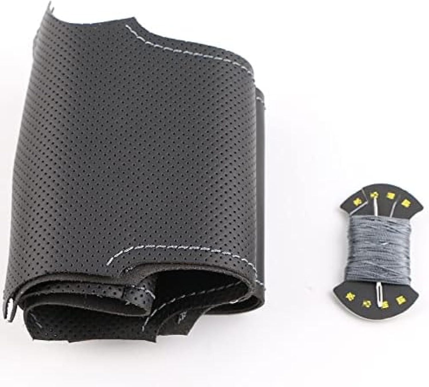 Funda de cuero negro cosida a mano para volante de automóvil para Nissan marzo 2010-2015 para Sunny 2011-2013 para Versa 2012-2014