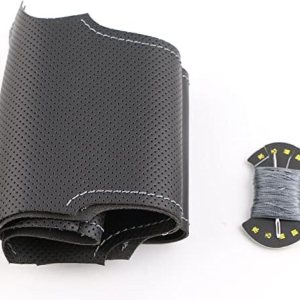 Funda de cuero negro cosida a mano para volante de automóvil para Nissan marzo 2010-2015 para Sunny 2011-2013 para Versa 2012-2014 Funda de cuero negro cosida a mano para volante de automóvil para Nissan marzo 2010-2015 para Sunny 2011-2013 para Versa 2012-2014