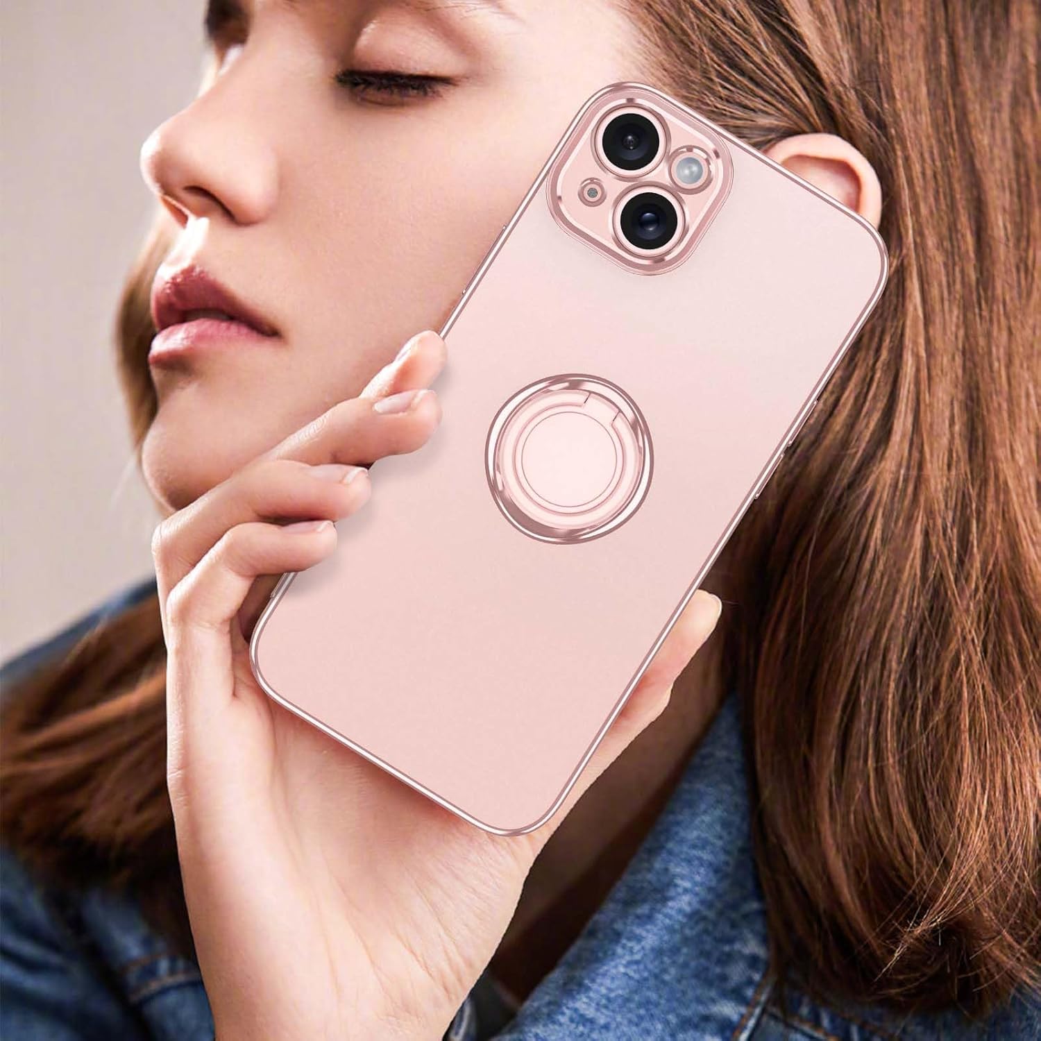 LONTECT Funda para iPhone 15, a prueba de golpes, delgada, resistente, resistente a las caídas, con soporte de anillo, duradera y antideslizante,