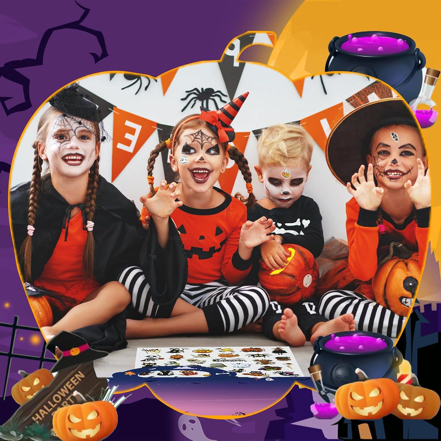 Más de 200 calcomanías reutilizables de Halloween para niños de 2 a 4 años, libros educativos de calcomanías para niños de 1 a 3 años, 6 hojas de