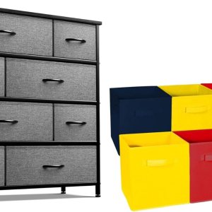 Sorbus Cómoda negra con 8 cajones + cubos de almacenamiento de 11 pulgadas, paquete de 6 unidades, juego a juego, organizadores de unidades de Sorbus Cómoda negra con 8 cajones + cubos de almacenamiento de 11 pulgadas, paquete de 6 unidades, juego a juego, organizadores de unidades de