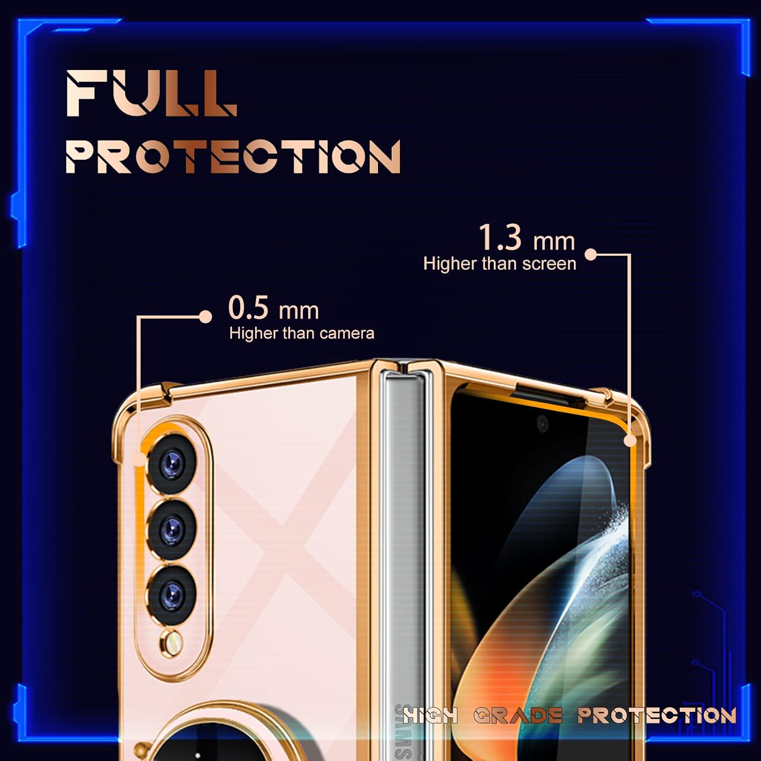 Coralogo Funda para Samsung Galaxy Z Fold 4, diseño de astronauta linda para mujeres y niñas, con soporte oculto de astronauta, diseño 6D para