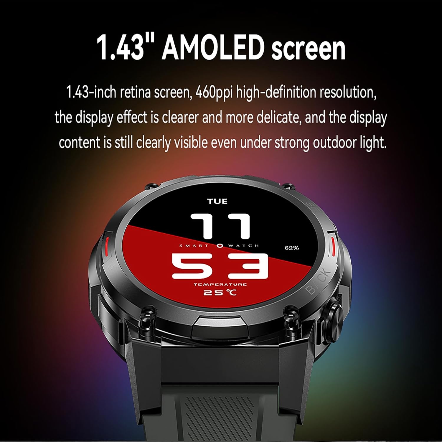 YERAD Gard Pro Ultra 2+ Smartwatch, 1.43 pulgadas AMOLED Militar Smart Relojes para Hombre (RespuestaHacer Llamada), 400mAh IP68 Fitness Tracker con