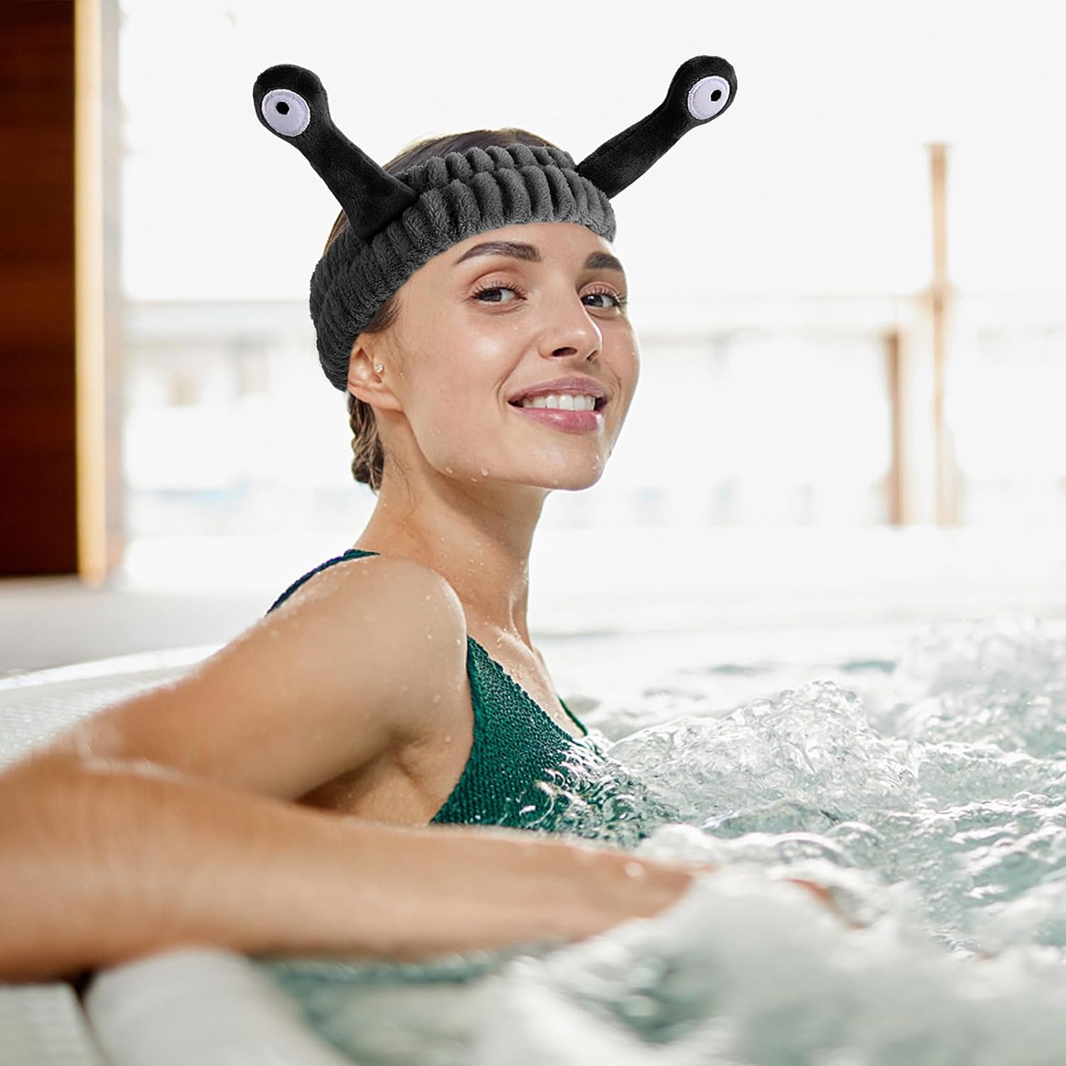Diadema de spa para maquillaje facial, banda para la cabeza de microfibra suave de forro polar coral para la cabeza, caracol, dibujos animados,
