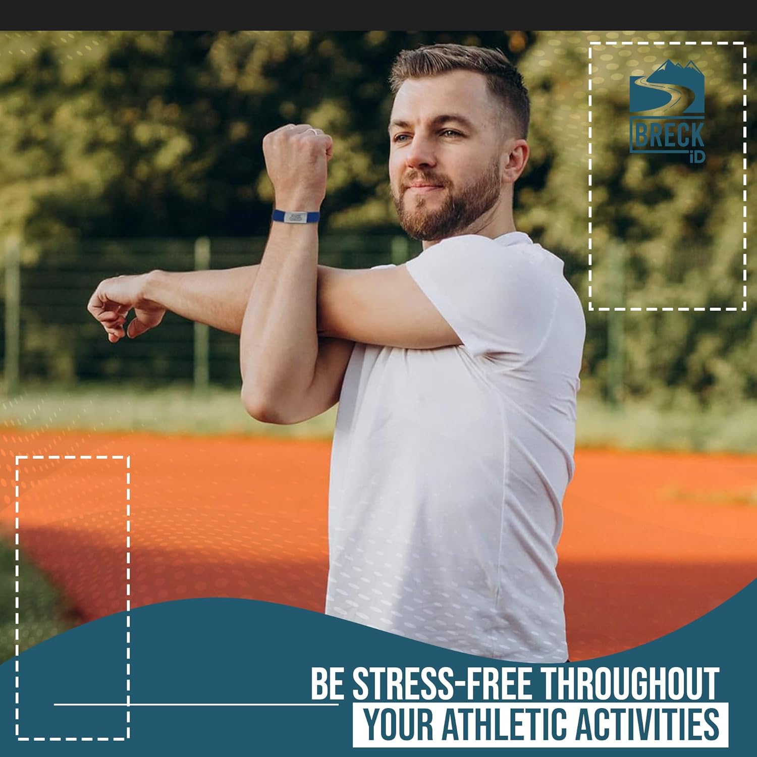 BRECK iD – Pulsera de alerta médica PRO THIN ID – Pulsera de emergencia personalizada para mujeres y hombres, silicona cómoda, acero inoxidable