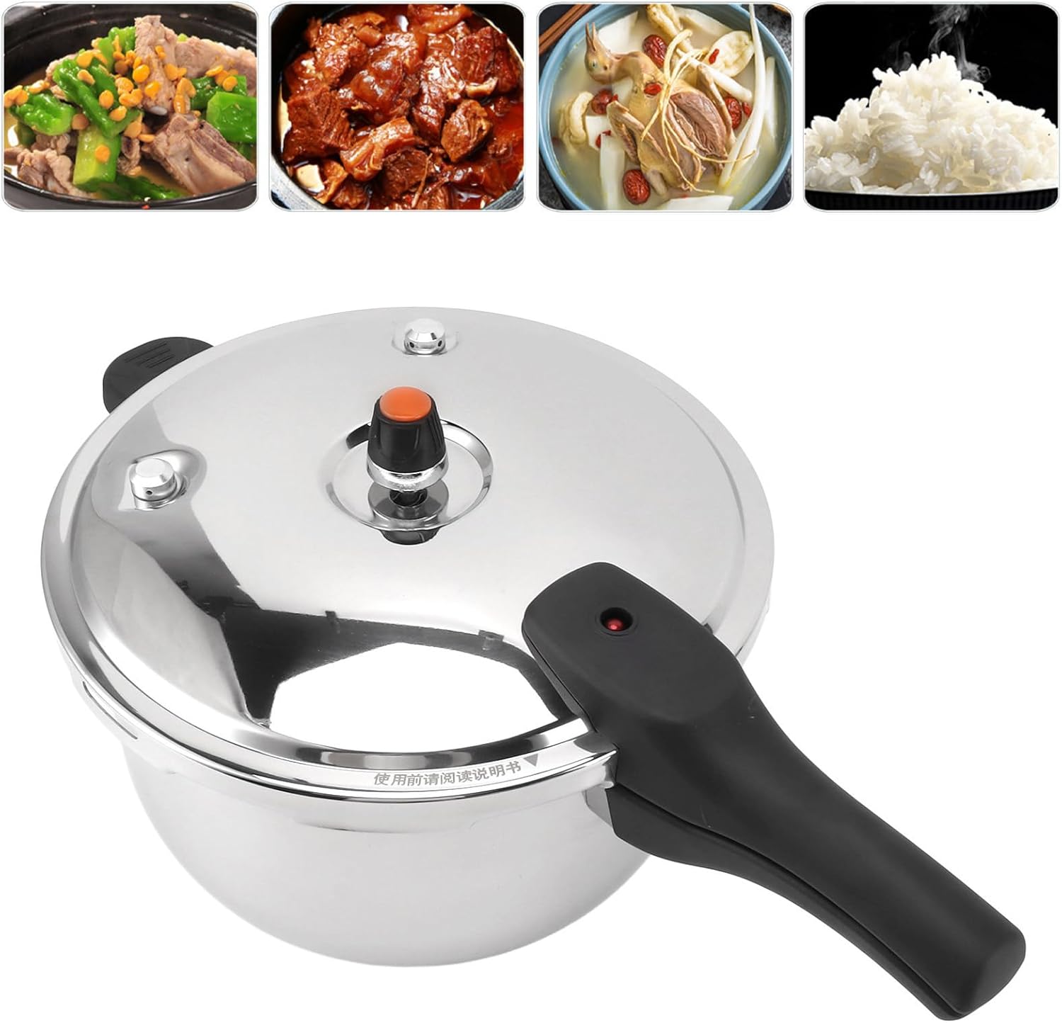 Olla a presión de acero inoxidable, olla a presión súper rápida, mini ollas a presión pequeñas familiares con dispositivos de protección de válvula