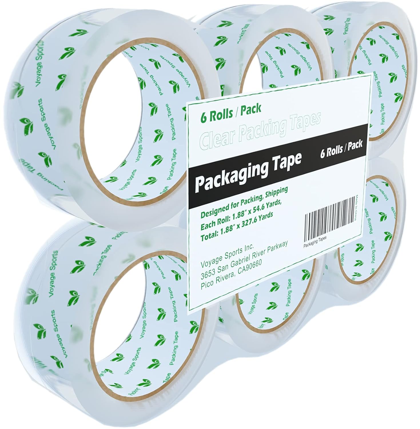 Voyage Sports Cinta de embalaje de almacenamiento de larga duración, 6 rollos, 1.88 pulgadas x 54.6 yardas cada rollo, diseñada para mudanza,