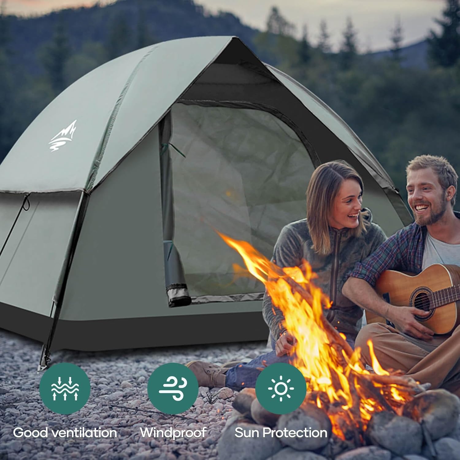 2-3 Person Camping Tent, Tents for Camping with Removable Rainfly, Family Dome Easy Set Up Tent, Lightweight Tent for Camping, Traveling, Hiking,