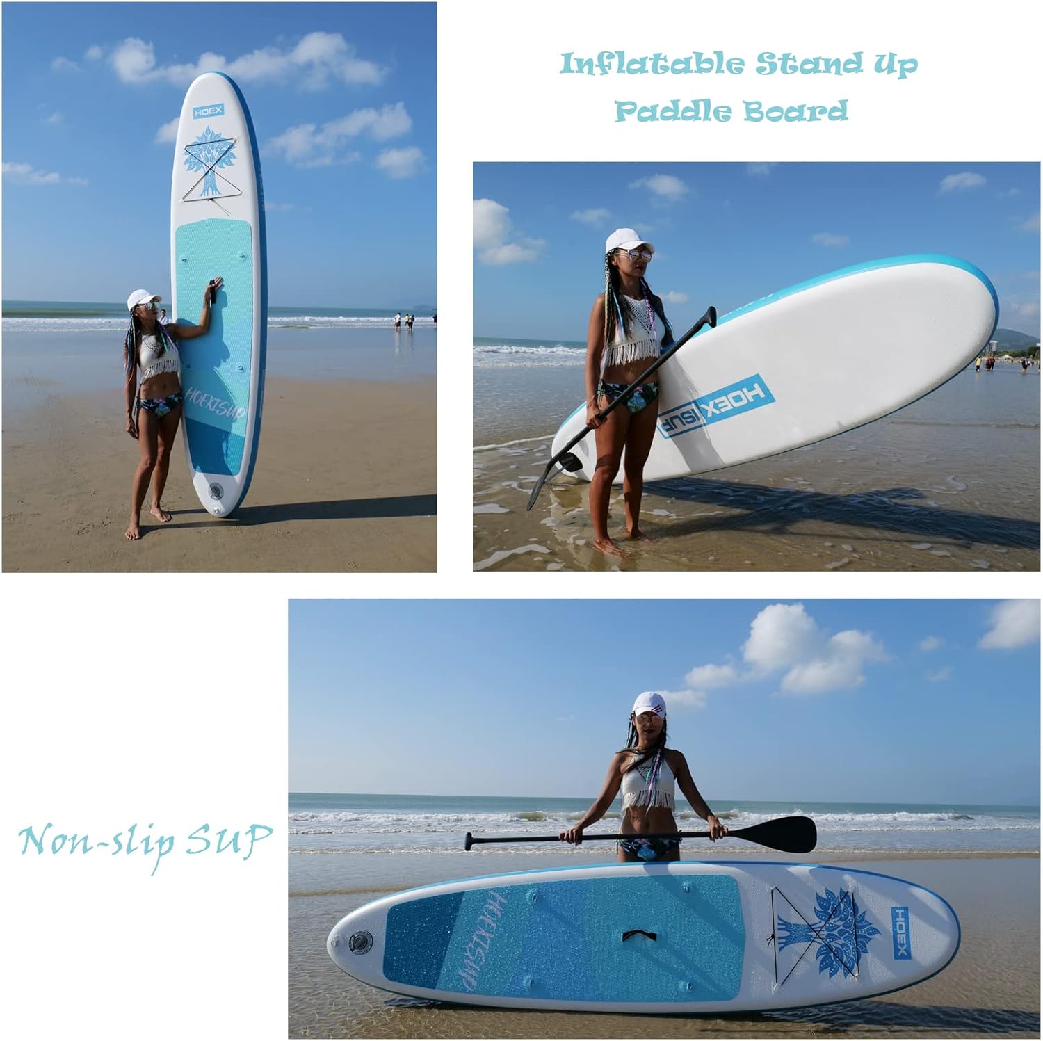 Tabla de remo inflable de pie, tablas de remo de 10 pies para adultos con accesorios y mochila de SUP de primera calidad, diseño amplio y estable,