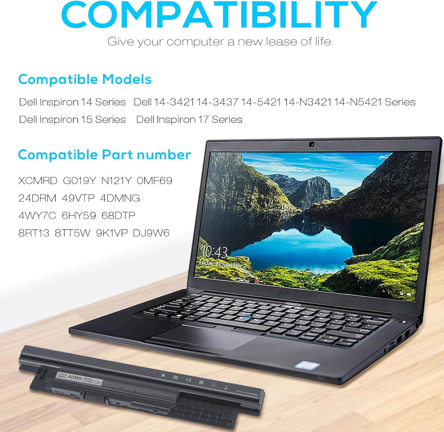 Fancy Buying Batería recargable XCMRD de 40 Wh para Dell Inspiron 3421 5421 3521 5521 3721 5721 14 15 17 N121y Mr90y, 3000 15-3521 15-3537 15-3541