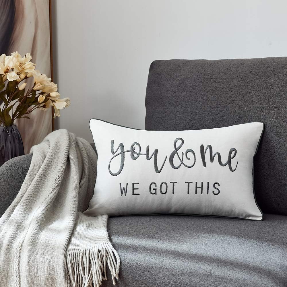 Fundas decorativas de almohada lumbar de 12 x 20 pulgadas con You and Me We Got This Quote, suave y lujosa funda de almohada rectangular para