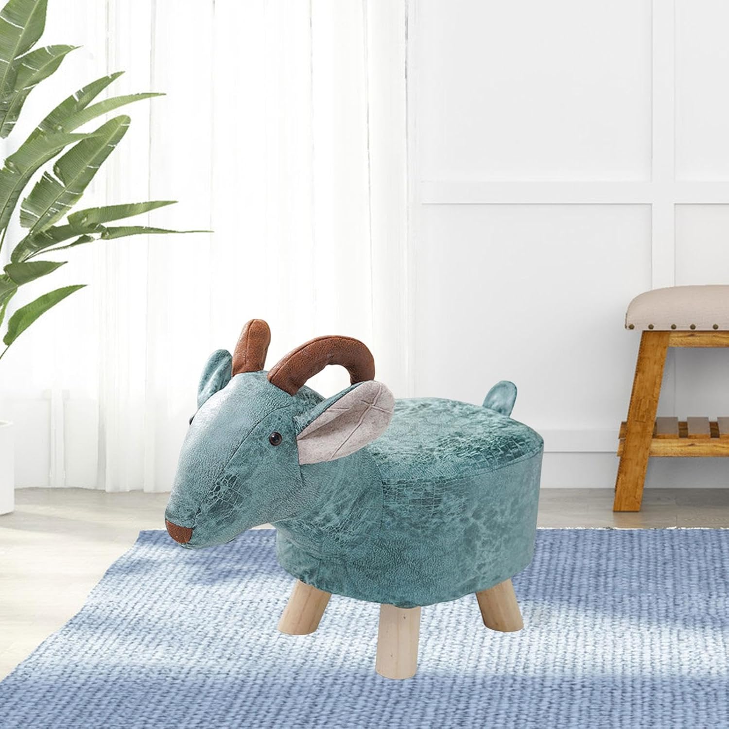 Reposapiés otomano de animales, portátil, de madera, multifuncional, con dibujos animados, sofá otomano para sala de estar, porche, habitación de
