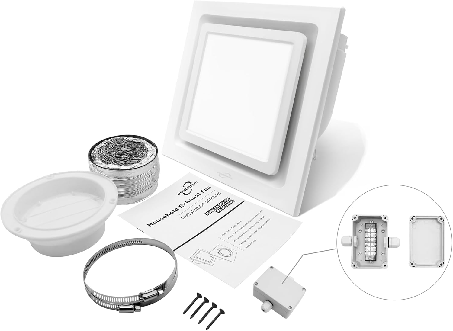 Extractor de baño con luz, panel de 11.8 pulgadas, 3000 K4500 K6000 K 12 W LED cuadrado, 141 CFM, 0.7 sonos, 110 V 45 W silencioso ventilador de
