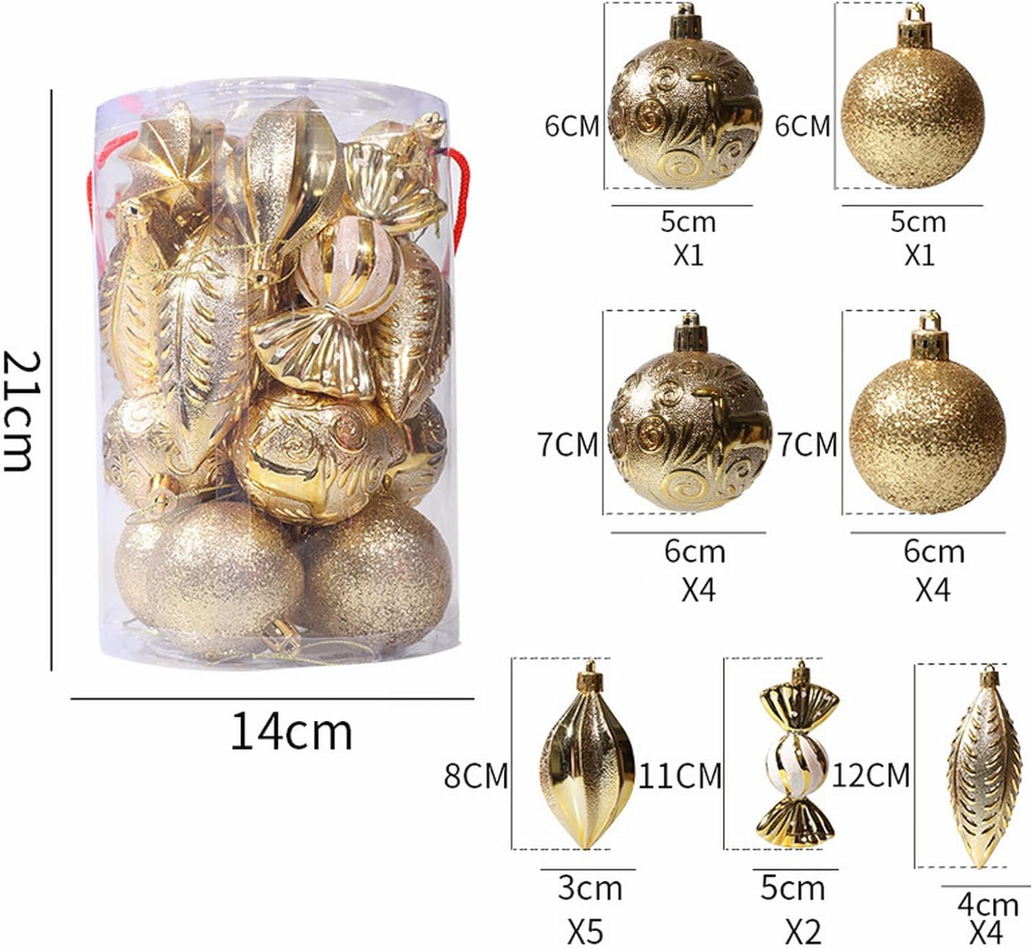21 esferas decorativas para árbol de Navidad, adornos para colgar en el árbol de Navidad, adornos de árbol de Navidad, bolas de Navidad