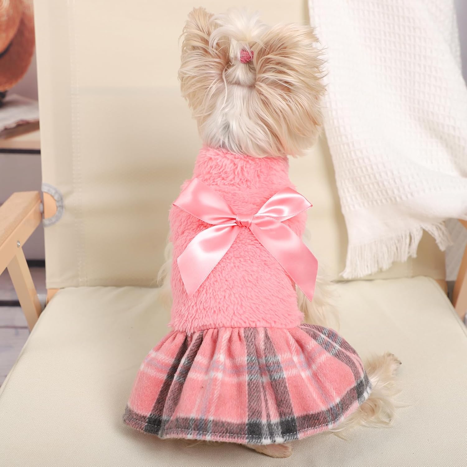 Ropa de invierno para perro, vestidos para cachorros para perros pequeños, vestido de vellón cálido para mascotas, abrigo para perro, abrigo para