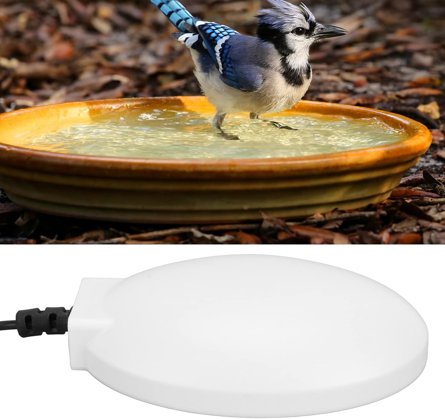 Zunate Calentador de baño para pájaros actualizado 2022 para exteriores, descongelador de baño para pájaros con control termostático, calentador de