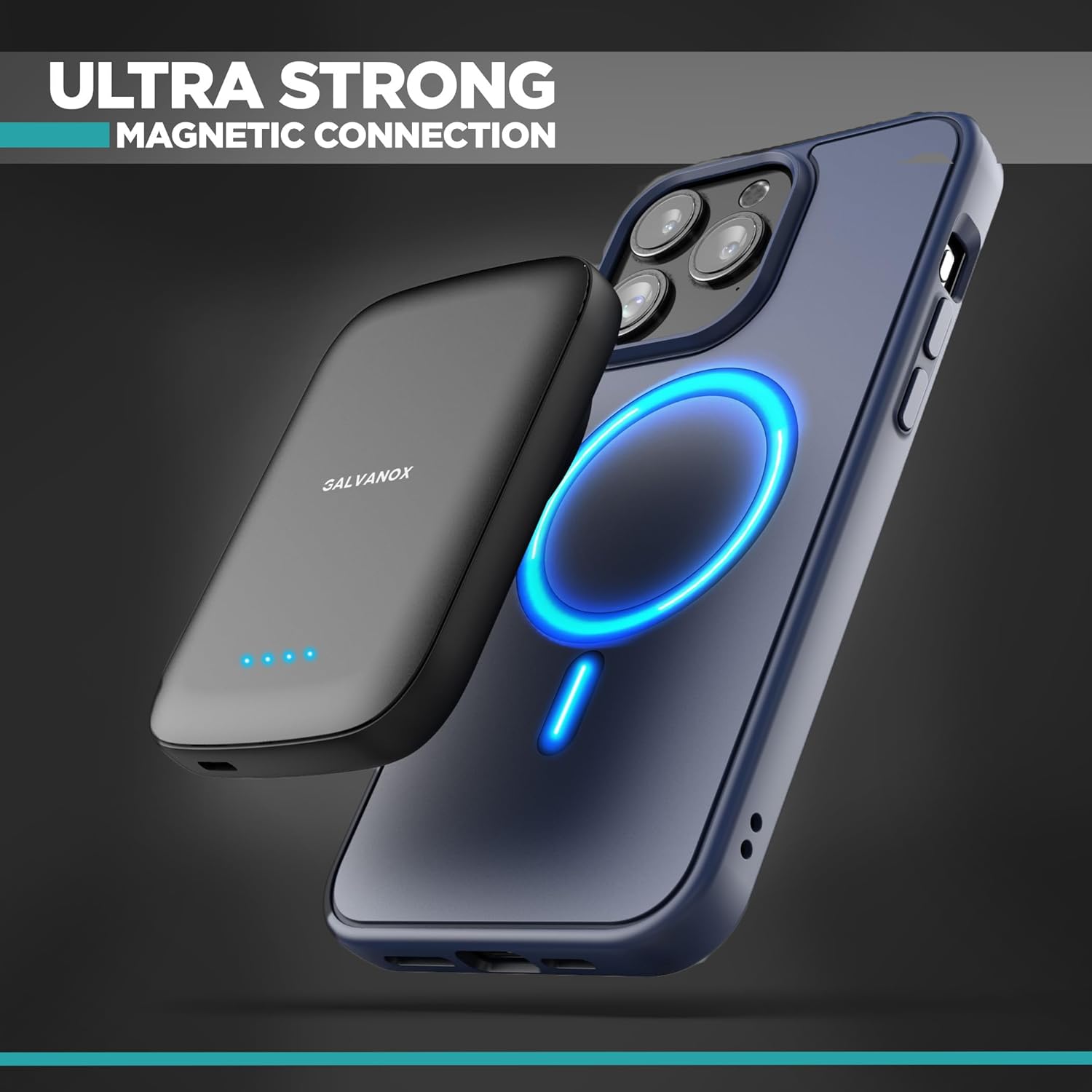 GALVANOX MAG 5.0 Baterías magnéticas (paquete de 2) compatibles con MagSafe para iPhone 5000 mAh Cargador de batería portátil inalámbrico USB-C de