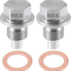 Tapón magnético de drenaje de aceite para motor de vehículo M12x1.25 de acero inoxidable con lavadora de cobre (paquete de 2) Tapón magnético de drenaje de aceite para motor de vehículo M12x1.25 de acero inoxidable con lavadora de cobre (paquete de 2)